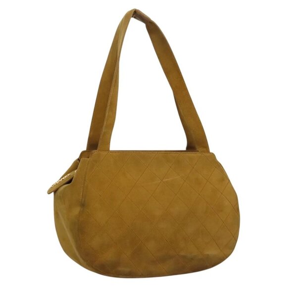 CHANEL Matelasse Hand Bag Suede Yellow CC Auth - Picture 1 of 16
